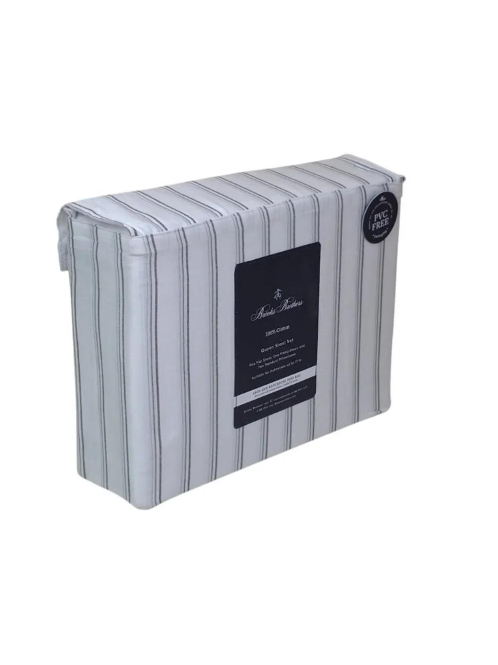 Brooks Brothers Queen 100% Cotton Stripe Sheet Set Fits 17